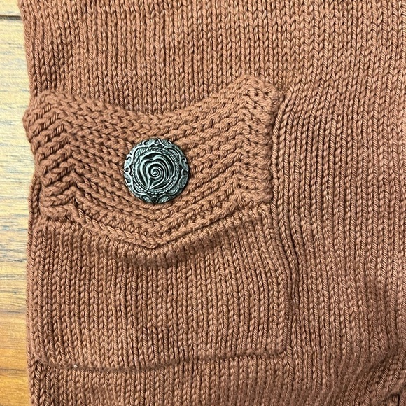 Vintage Pure Handknit Cotton Rust Enlarged Button Cardigan / L/XL - Picture 3 of 9